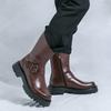 Fashion Luxury Men's Mid-calf Ankle Boots Genuine Leather Designer Business Shoes Toe Dress Wedding Office Boots Men Footwear