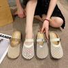 French Flat-bottomed Bag Head Half Slippers Women's Summer Wear 2025 New One-pedal with Skirt Single Shoes Fishing Net Cool Slippers