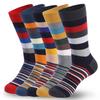 5Pairs Mens Fun Dress Socks Pattern Funny Socks Pack Colorful Striped Combed Cotton Novelty Socks Cool Breathable Casual Socks