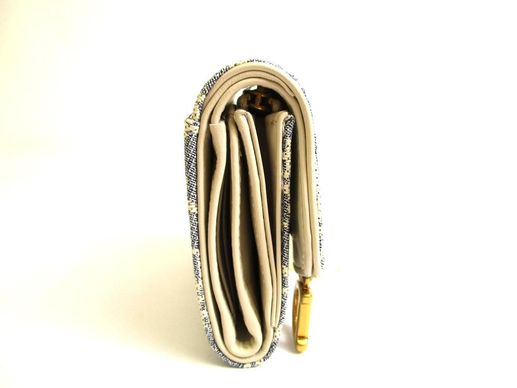 Оригинальный кошелек Christian Dior Cannage светло-голубой трехстворчатый Saddle Lotus #a841 Восстановленный