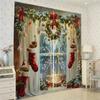 2pc Contemporary Christmas Doorway Christmas Stocking Curtains Festive Digital Print, Holiday Decor For Living Room Bedroom