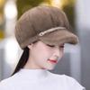 Autumn Winter Hats For Women Solid Color Plain Octagonal Cap Ladies Casual Faux Fur Women Caps