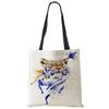 Butterfly Animal Cat Print Tote Shoulder Bag For Women Shopping Reusable Bags For Groceries Folding Travel School Beach Bags