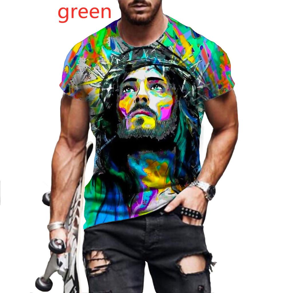 Men's Fashion Printed T-Shirt Jesus Faith T Shirt Casual Fashion Short Sleeve Christ Jesus Tees