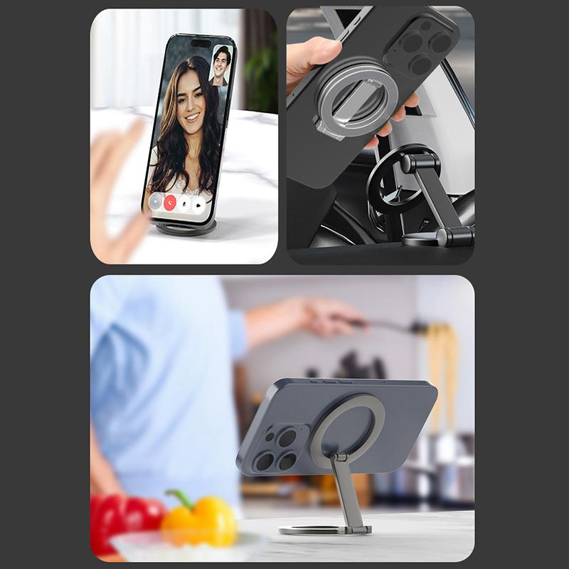 For Double-Sided Magnetic Phone Ring Holder For Magsafe Kickstand Magnet Grip For Iphone 16 15 14 For Huawei Xiaomi Stand Holder