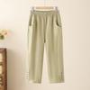 Summer New Cotton Casual Cropped Pants for Women High Waisted Loose Oversized Straight Leg Pants