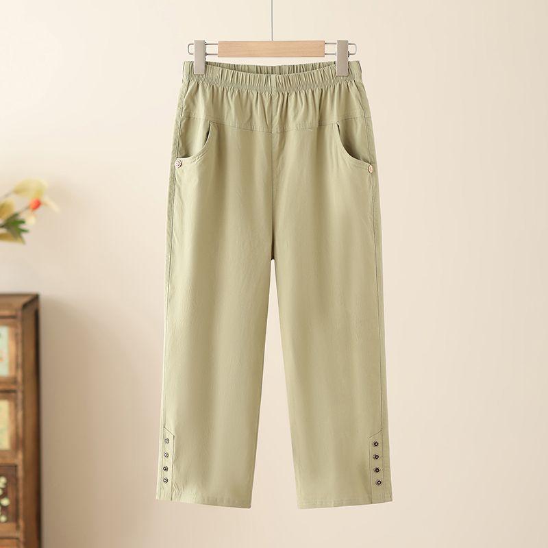 Summer New Cotton Casual Cropped Pants for Women High Waisted Loose Oversized Straight Leg Pants