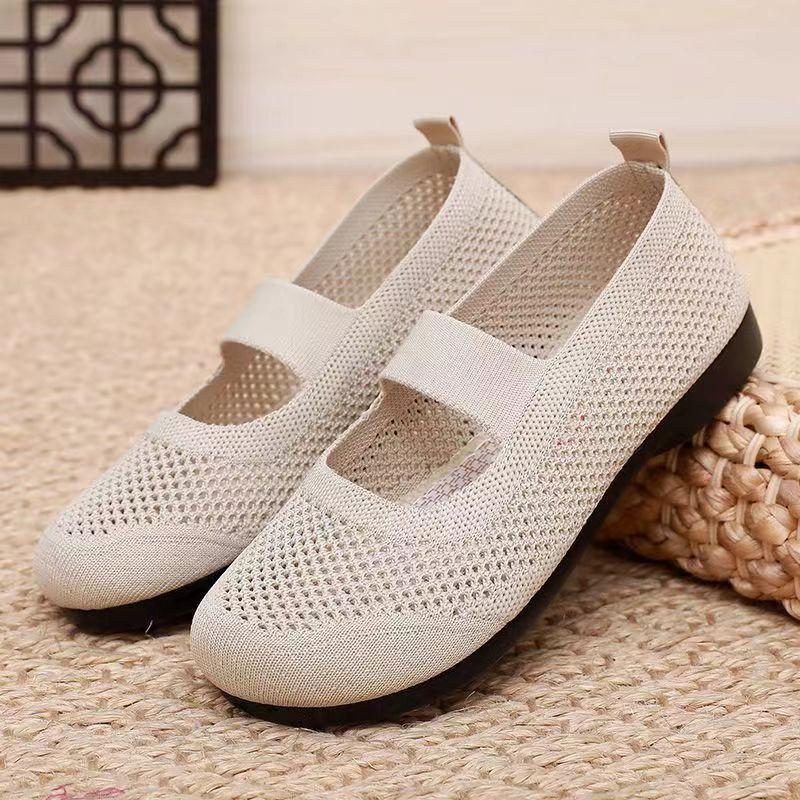 Women's Shoes Summer Ladies Shoes Lightweight Soft Bottom Flat - Soled Single Nude On-slip Net