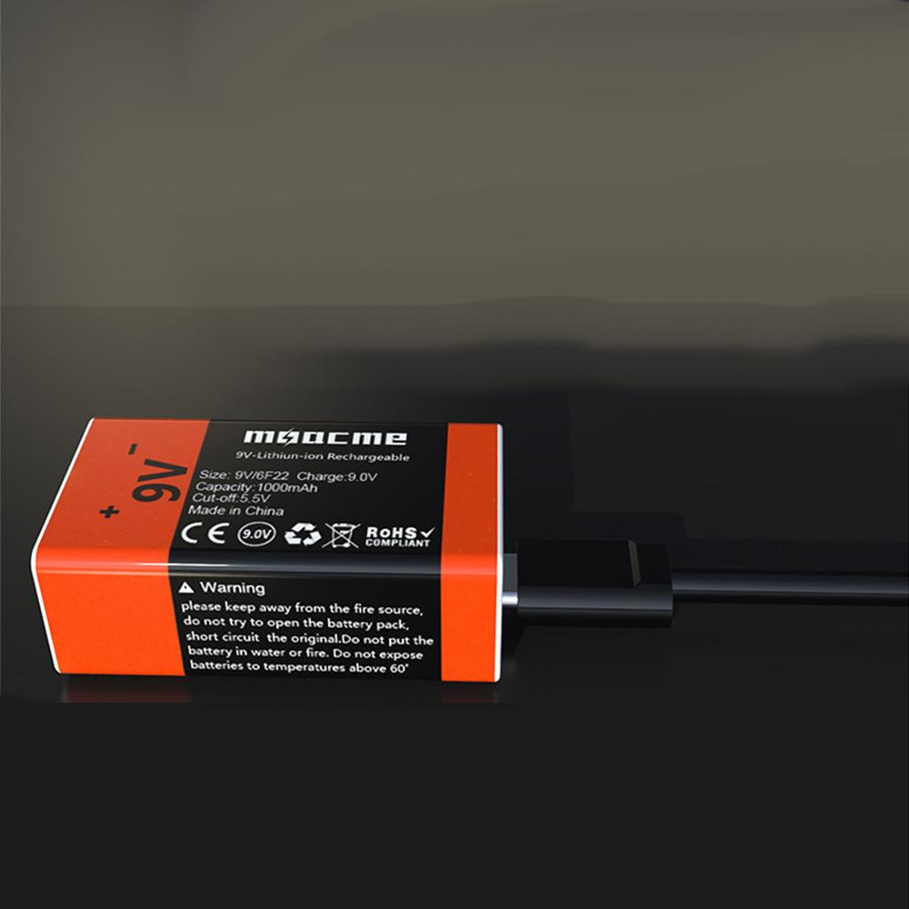 9V Rechargeable Battery 1000mAh Multimeter Guitar Instrument 9V Square 6F22 Lithium-ion Battery USB Direct Charging Batteries