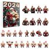 24 Days Christmas Countdown Calendar Muscular Old Man Christmas Countdown Calendar 2024 with 24PCS 2D Acrylic Hanging Ornament