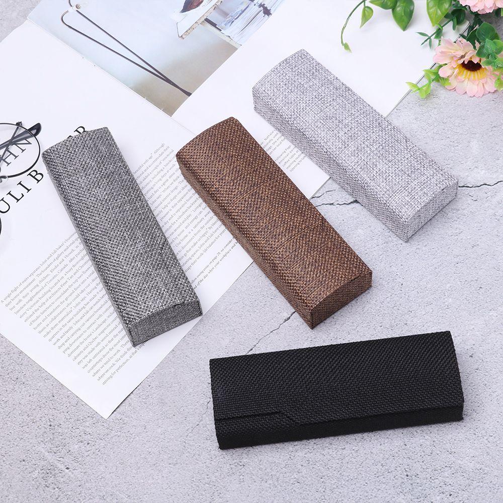 Portable Vintage Retro Square Glasses Box Glasses Linen Case Folding Eyewear Case Storage