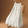 2025 Summer Women New Skirts Solid Elastic Waist Pleated Mesh Elegant Skirts