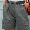 Women Shorts High Waist Adjustable Drawstring Cargo Shorts with Pockets Solid Color Summer Casual Shorts Daily Wear