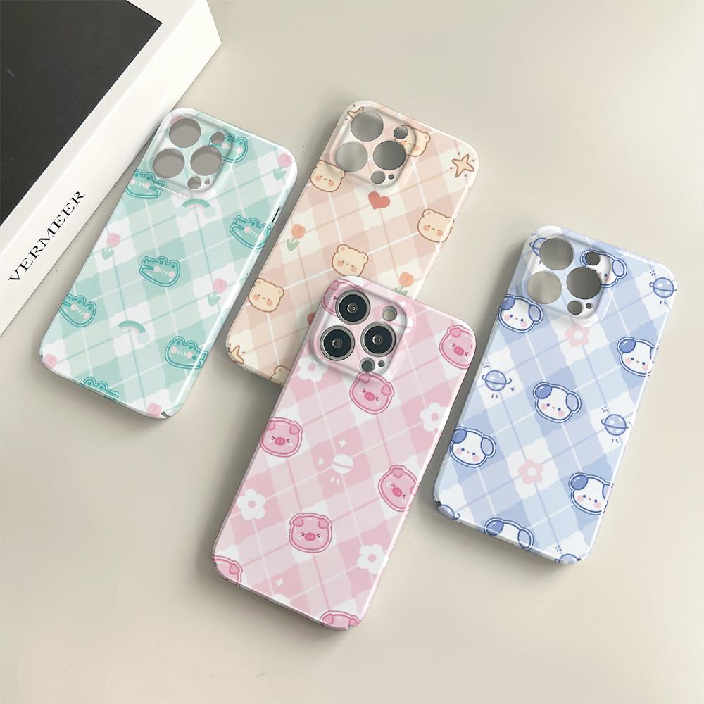 For iPhone 16 15 14 Samsung S23 A52 A33 A73 A53 Huawei Xiaomi Redmi OPPO Vivo Cute Bear Pig Dog Dinosaur Design Full Camera Protect Hard Phone Case