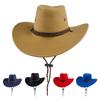 Big Brim Western Cowboy Hat Male Retro Jazz Woolen Hat Female Tibetan Ethnic Style Versatile Felt Top Hat