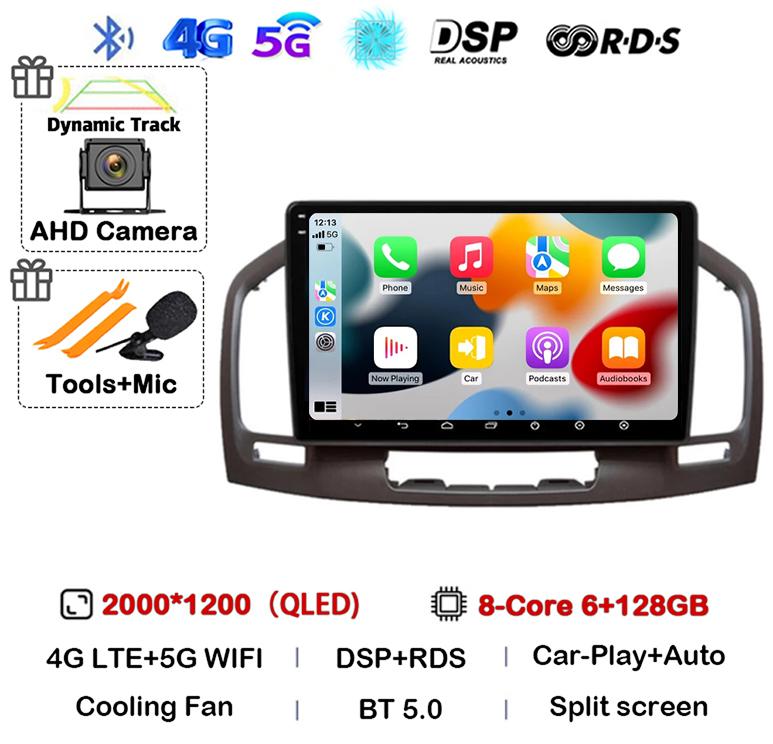 Android 14 Carplay Auto WIFI+4G Car Radio For Buick Regal For Opel Insignia 2009 2010 2011 2012 2013 Multimidia Video Player GPS