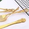 Vintage Western Gold Stainless Steel Plated Cutlery Luxury Dinnerware Set Dinner Knife Fork Ice Spoon Flatware Tableware