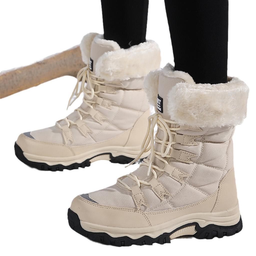 Women's Winter Warm Snow Boots Faux Fur Lining Waterproof Mid-Calf Ankle Booties Anti-Slip Outdoor Shoes Lace Up Walking Hiking Sport Boots for Women