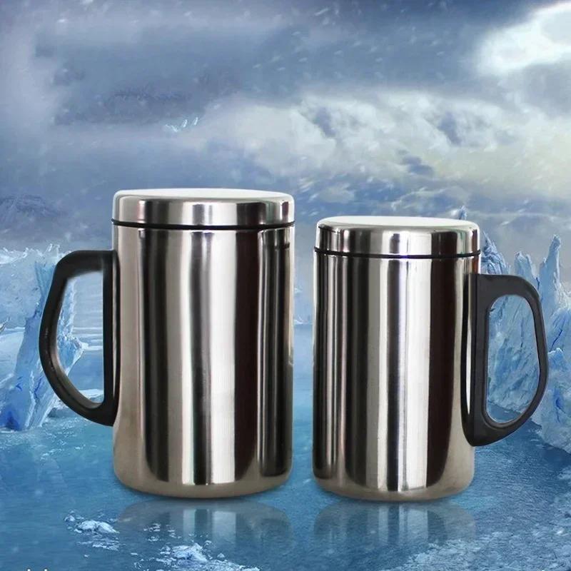 350/500ml Double Wall Anti Scalding Coffee Mug Insulated Portable Stainless Drink Cup Drinking Steel Polishing Beer Tea Juice