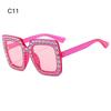 Crystal Oversized Sunglasses for Women Rhinestone Square Diamond Sun Glasses Retro Big Frame Sparkling Glasses