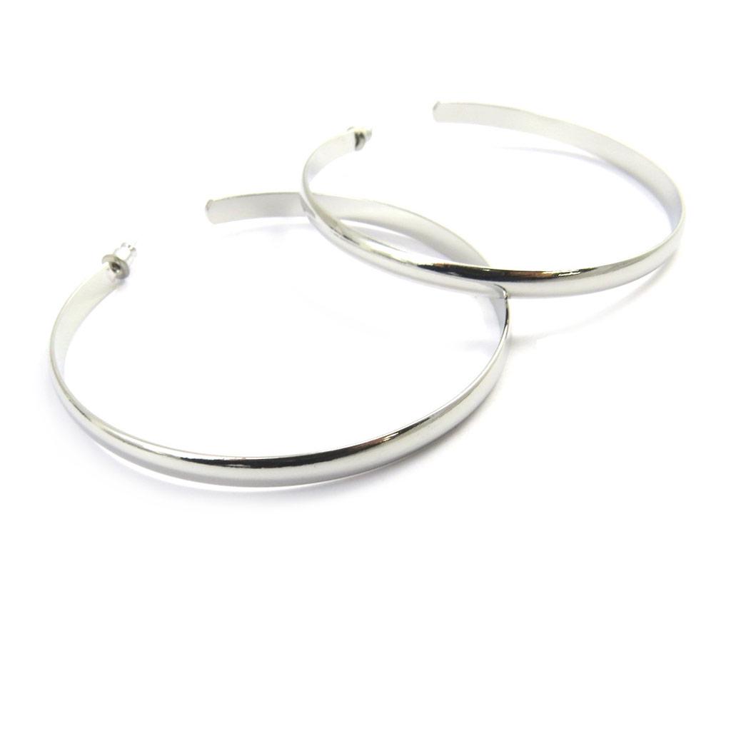 Les Trésors De Lily [L9586] - Silver 'Choregraphie' Hoop Earrings Ø 70 Mm