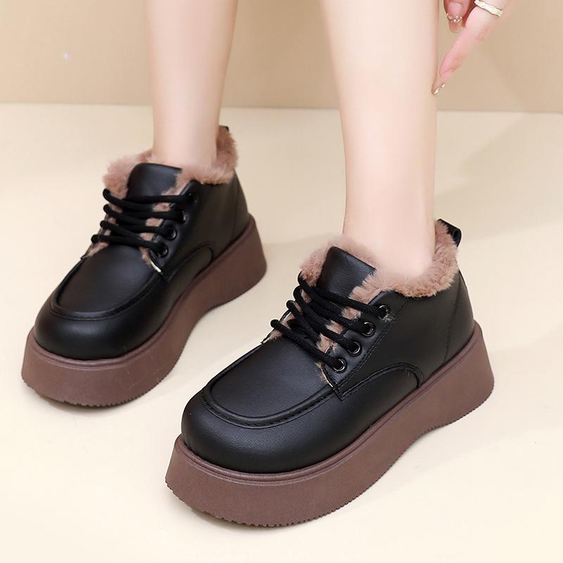 Retro Cotton Shoes with Fleece, Warm Snow Boots, Comfortable Thick-soled Anti-slip Shoes