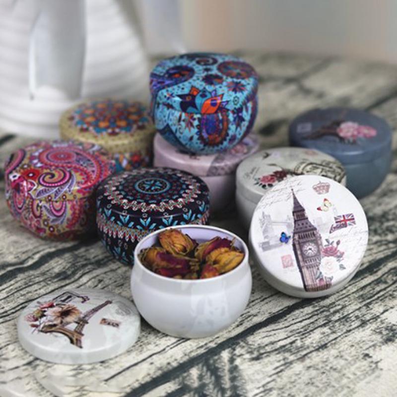 Retro Floral Tin Can Tea Storage Box Candy Gift Case