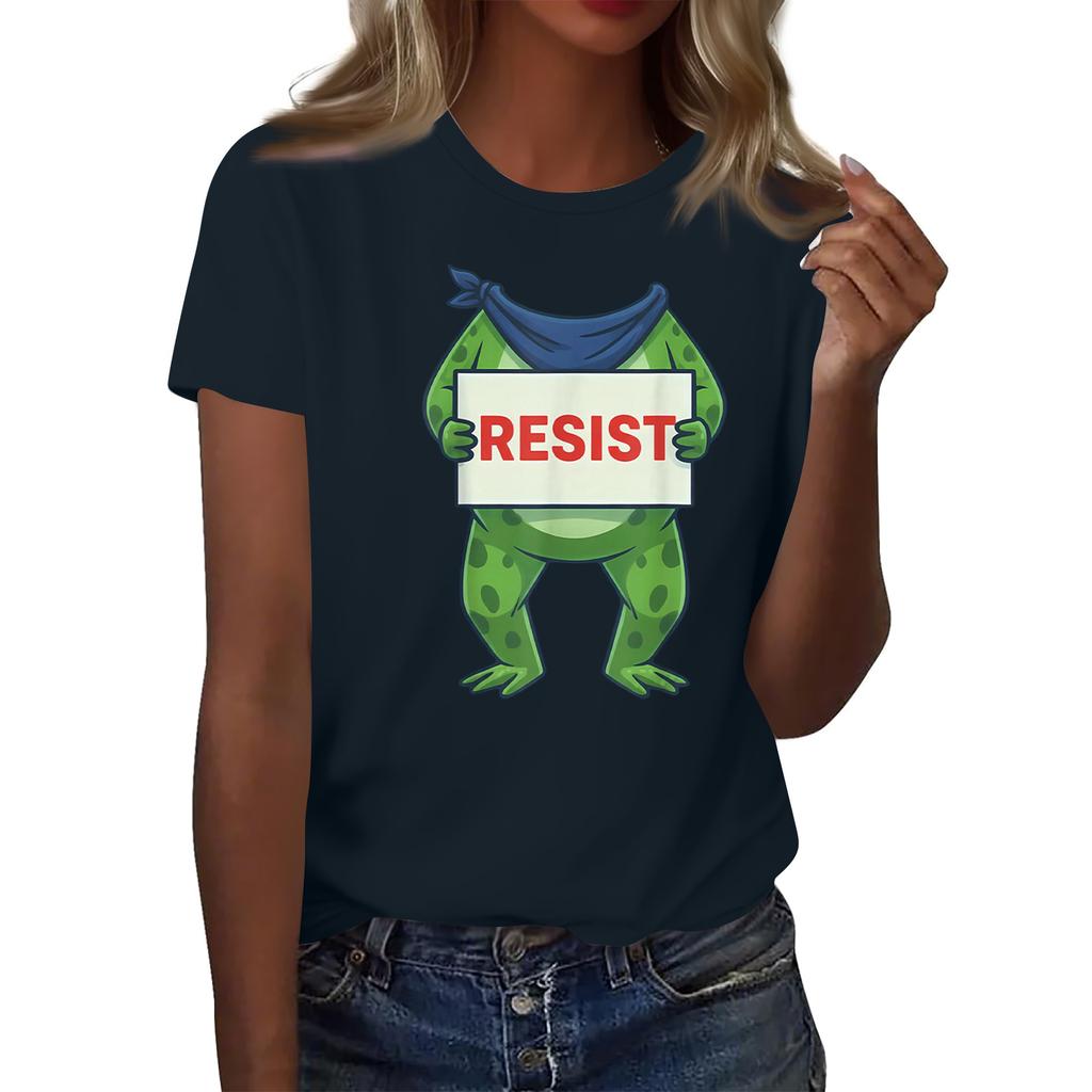 Women's Printed Round Neck Short Sleeve Top