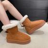 Fashion Winter New Cotton Boots Women's Fashion Round Toe Suede Plush Bow Platform Snow Boots