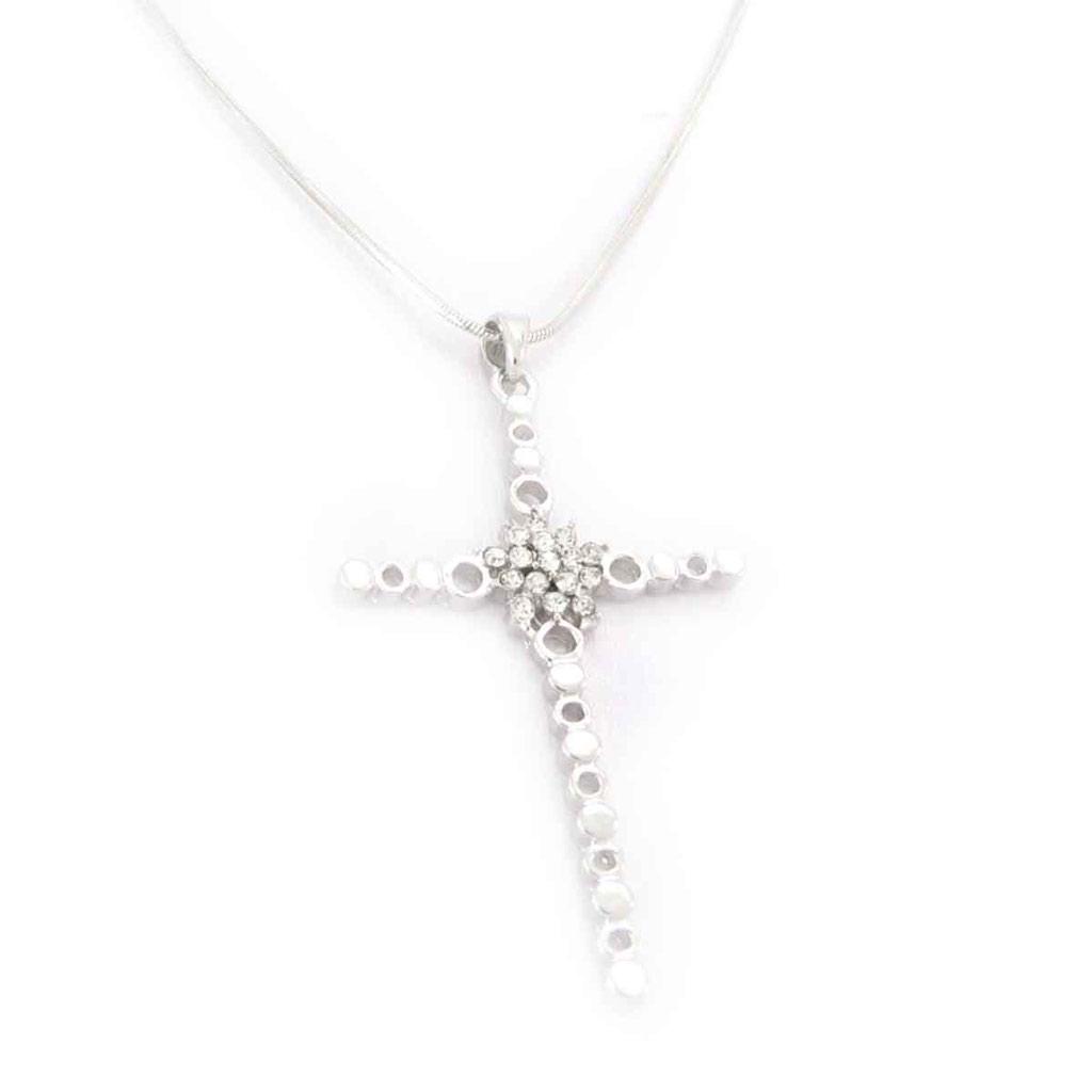Les Trésors De Lily [J9199] - Designer Silver 'Cross' Necklace