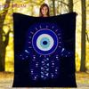 Evil Eye Blanket Turkish Nazar Spiritual Art Blanket Vintage Mid Century Flannel Blanket Sofa Chair Throw Blanket Travel Blanket