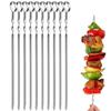 6-12pcs BBQ Skewer Stainless Steel Shish Kebab BBQ Fork Set 41cm 16.15inch Long Flat Barbecue Needle Meat Grill Outdoor Tools