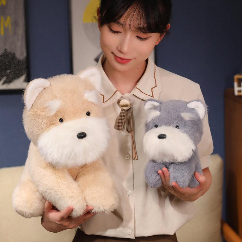 22-45cm Simulation Schnauzer Plush Doll Pillow Gray White Realistic Dog Plush Toy Home Decoration Gift for Boys and Girls