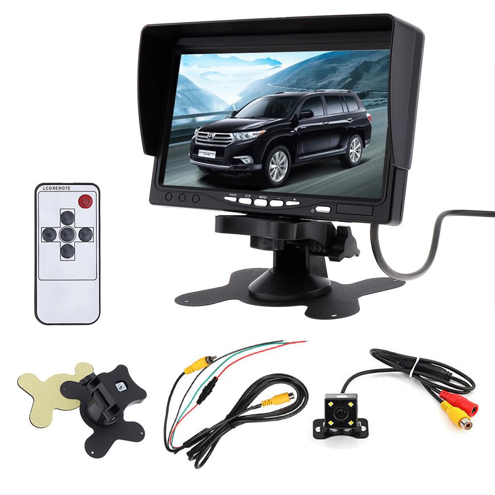 7 Inch Back Up Car Monitor with Sunshade Reversing Camera Screen Rotating HD LCD