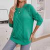 Autumn Winter Vintage Loose Long Sleeve Top Solid Color Cardigan Knitwear O-Neck Sweater