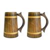 Wooden Beer Mug, Mango Wood with Sheesham Finish, Barrel Style, Lightweight & Durable, for Craft Beer, Home Bar, Café, Party, Gift (Pack of 2)