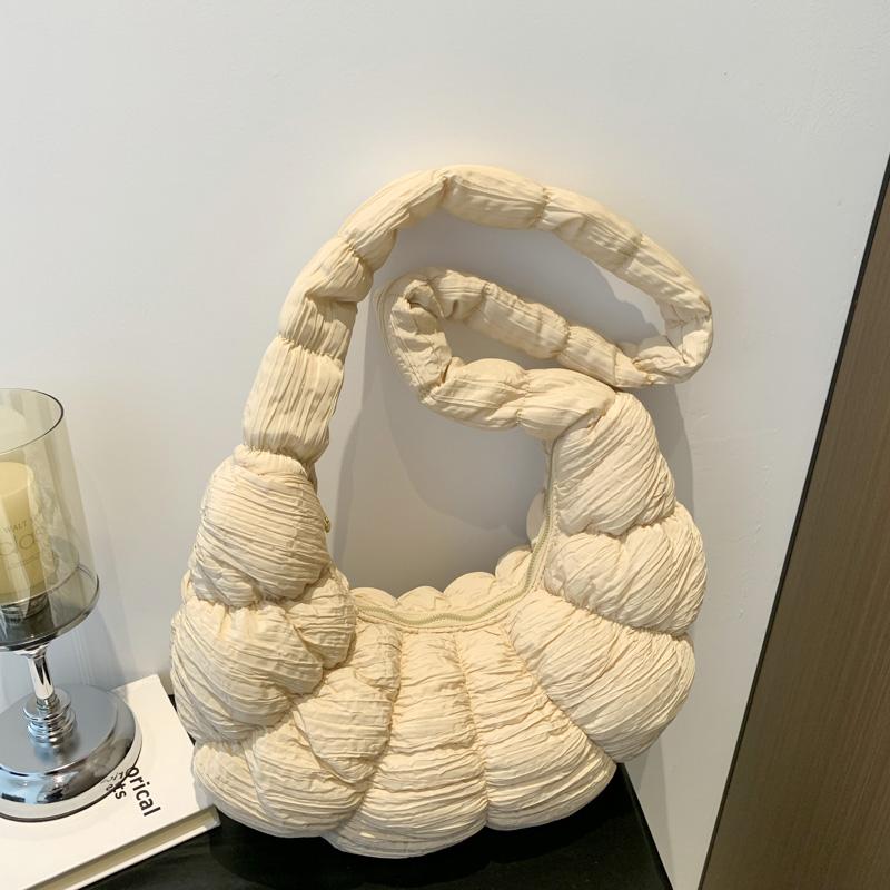 2024 Summer Pleated Cloud Bag Female Candy Color Large Capacity Shoulder Bag Women's Handbags Shopping Girls Pouch Tote Bags