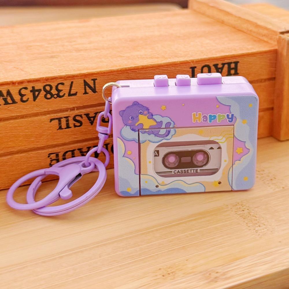 Recordable Recording Music Box Pendant with Music Retro Tape Recorder Keychain Small Gift