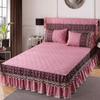 3pcs Lace Bed Skirt Ruffle Lace Skirt Style Bedspread Princess Style Anti Slip 1.8m Double Bed Cover with Strap Protection Cover