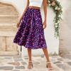 Women's Casual High Waist A-Line Skirt Polka Dot Stripe Printed Skirt With Pockets