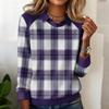 Ladies' Plaid Printed Casual Long Sleeved Sweatshirt Top