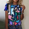 Round Neck Short Sleeved Women's Summer 3D Abstract Printed Short Sleeved T-shirt