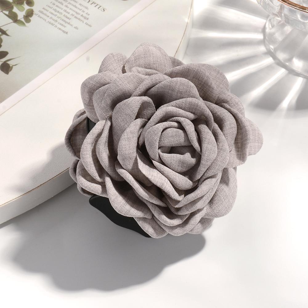 16 Colors Sweat Medium Size Cotton Fabric Rose Flower Hair Claw Clips for Women Korean Ctach Shark Clamp Hair Accessories