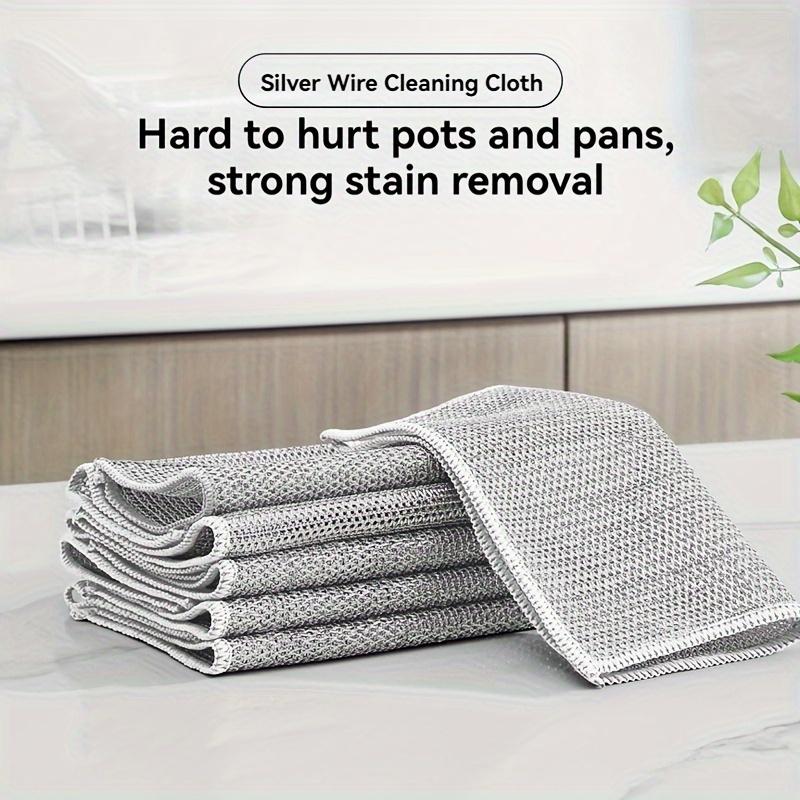8pcs, Wire Dishwashing Cloth,Grid Non-stick Oil Oil-free Kitchen Cleaning Cloth, Kitchen Stove Range Hood Pot Dish Sink Cleaning Cloth