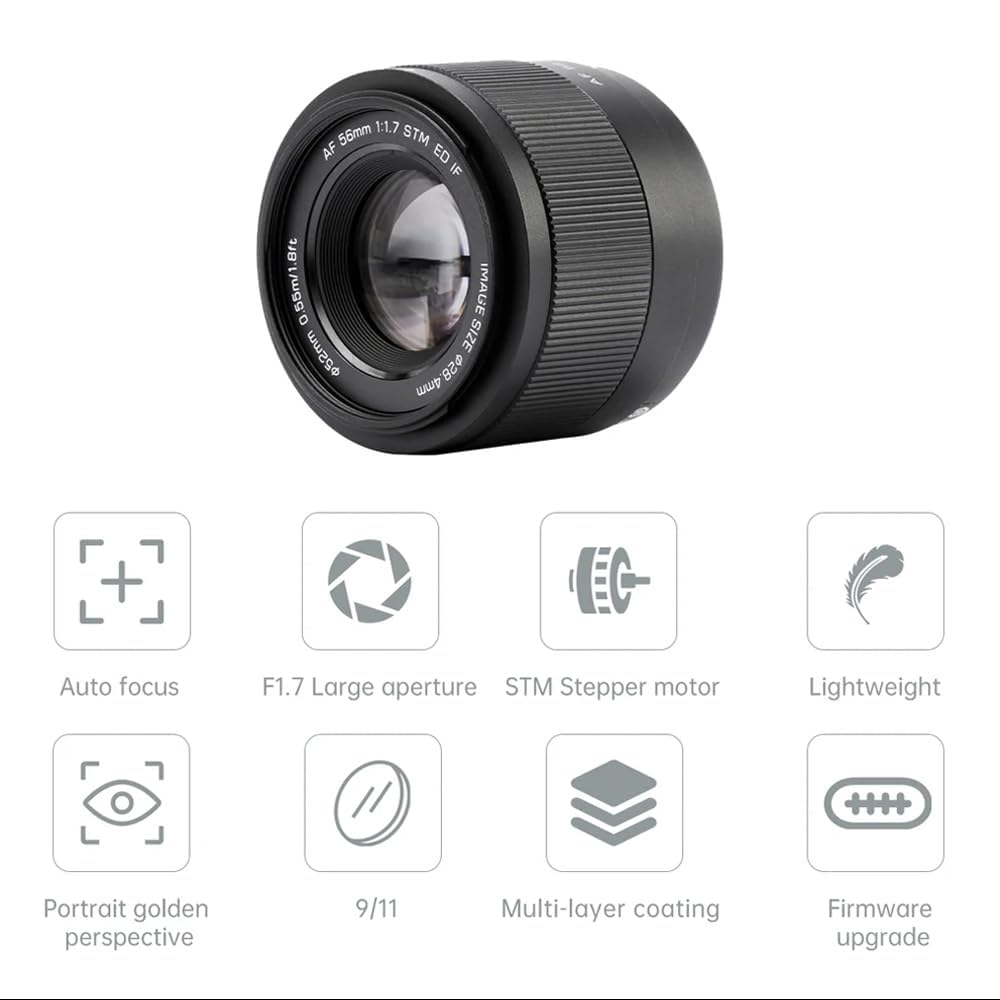 Viltrox 56mm AF Lens Replacement Lens Compact and Lightweight Compatible with A6000 A6400 FX30 A6300 A6500 A6600 A6100 A5100 A5000 A3500 A3000 Camera