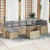 VidaXL 8-Piece Garden Sofa Set with Cushions Beige Poly Rattan 3348686