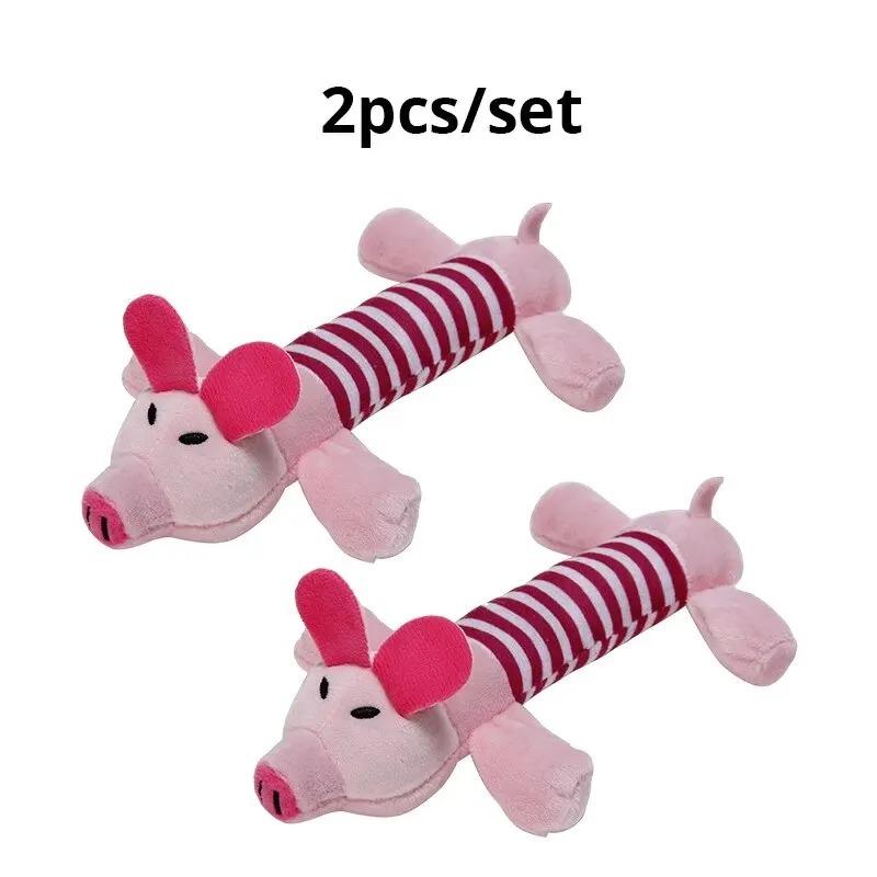 2 Pack Molar Dog Toy Plush Supplies Fit For All Puppy Pet Squeak Chew Toy Funny Durable Chew Elephant Duck Pig Toy Pets Supplies
