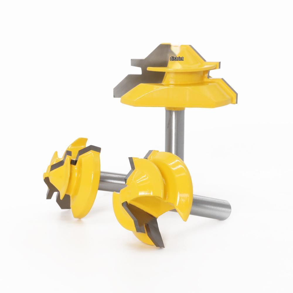 3-Piece 8-Tooth 45° Tenon Joint Panel & Splicing Cutter Router Bit Set