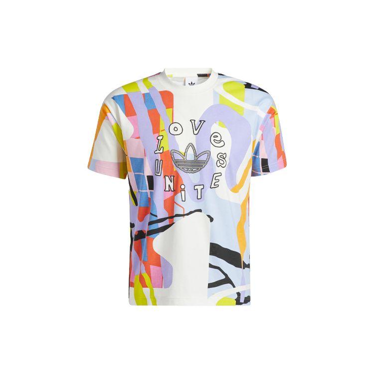 Adidas Originals Love Unites Aop Crew Neck Sport Short Sleeve Tee Men Tops Multicolor H43968