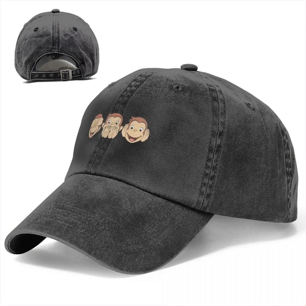 Cute Brown Monkey Curious George Baseball Cap Classic Distressed Cotton Sun Cap for Men Women Outdoor Running Golf Caps Hat
